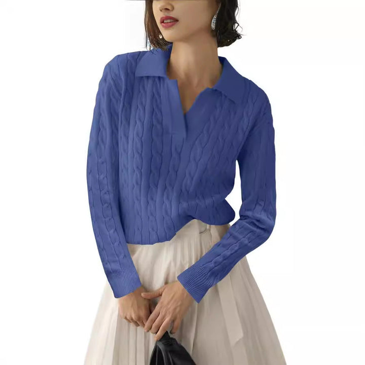 Damen Poloshirt mit Strickmuster und kontrastierenden Akzenten Drune