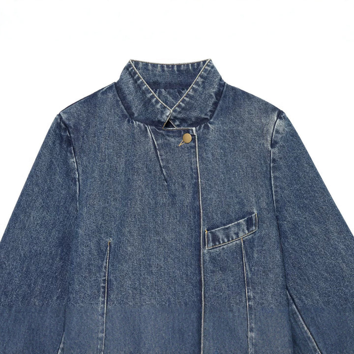 Damen Kurzjacke aus Denim im Boxy-Schnitt mit Stehkragen Drune