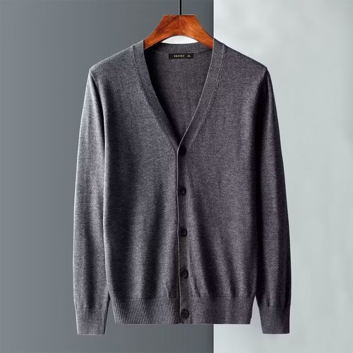 Herren Elegante Strickjacke mit V-Ausschnitt und Knopfverschluss Drune