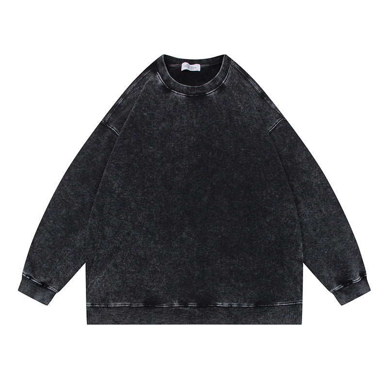 Unisex Oversize Mineralwash Rundhals-Sweatshirt mit Raglanärmeln und gerippten Bündchen Drune