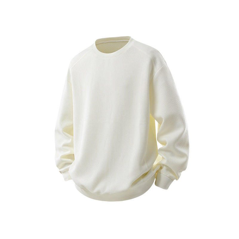 Herren Waffelstrick Rundhals‑Sweatshirt mit relaxed Fit und gerippten Bündchen Drune