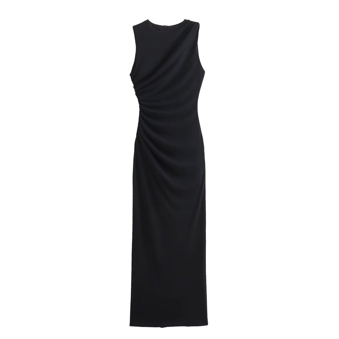 Damen elegantes Maxikleid mit raffinierten Drapierungen Drune