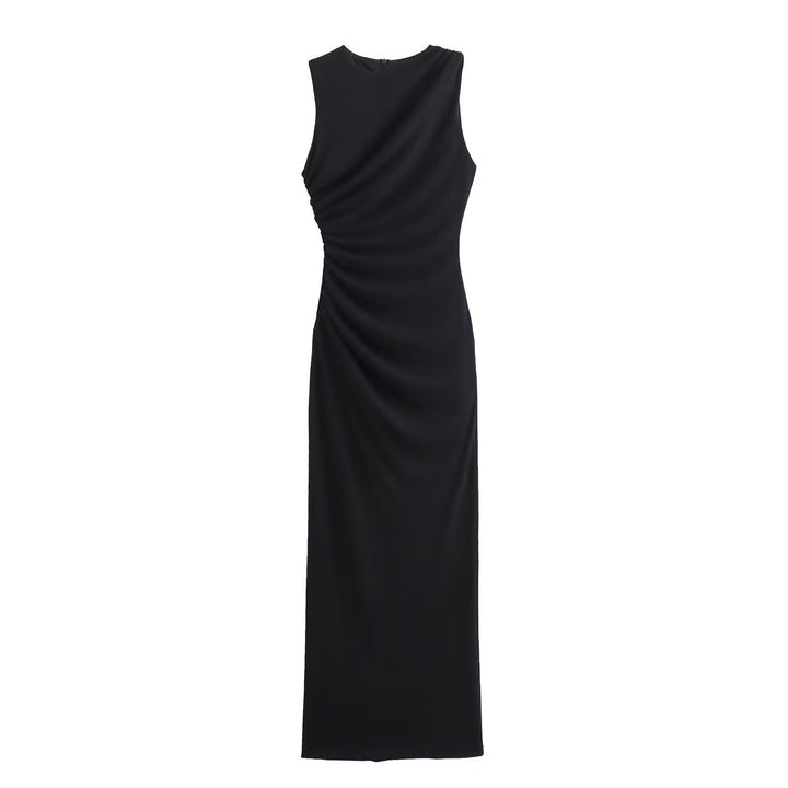 Damen elegantes Maxikleid mit raffinierten Drapierungen Drune