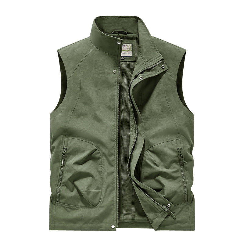 Herren Utility Softshell Weste mit hohem Stehkragen, Reißverschluss & Multifunktions-Taschen Drune