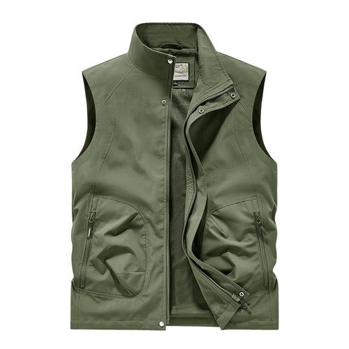 Herren Utility Softshell Weste mit hohem Stehkragen, Reißverschluss & Multifunktions-Taschen Drune