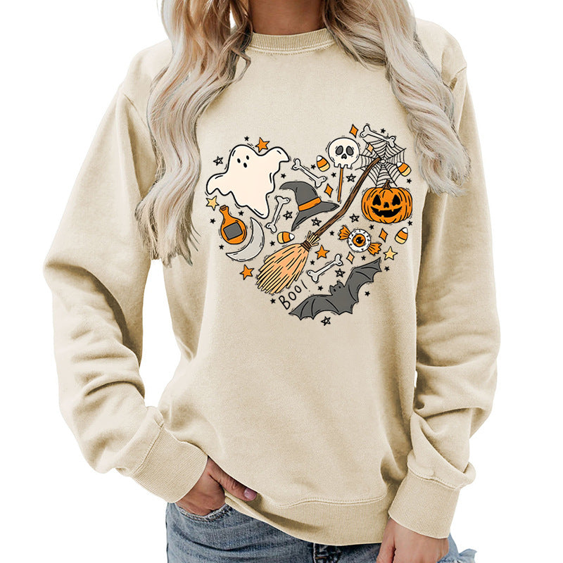 Damen Halloween Sweatshirt mit kreativem Motiv Drune
