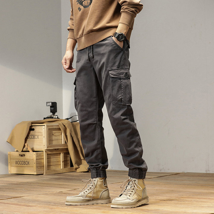 Herren Robust-Canvas Cargo-Jogger mit elastischem Kordelbund, aufgesetzten Utility-Taschen und gerippten Bündchen Drune
