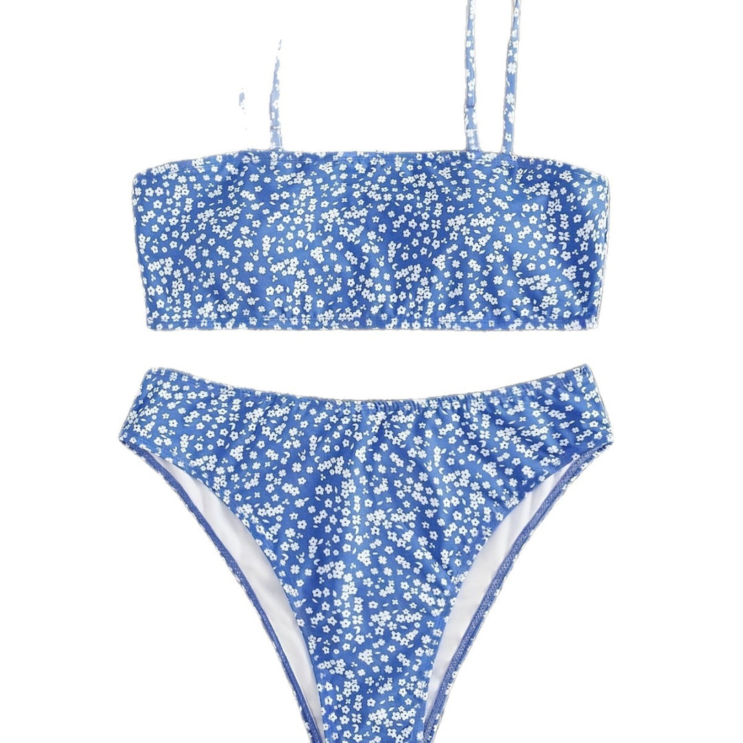 Damen Bandeau-Bikini mit verstellbaren Trägern und floralem Design Drune