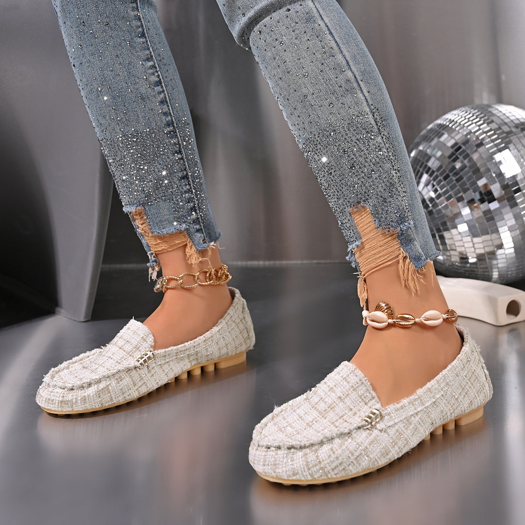 Damen Chic Leopardenmuster Mokassins mit dekorativem Kettendetail Drune