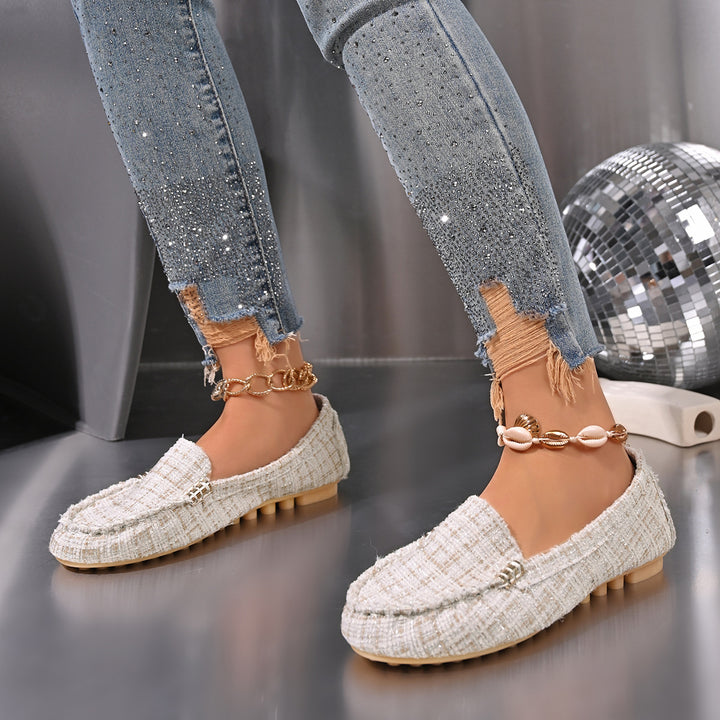 Damen Chic Leopardenmuster Mokassins mit dekorativem Kettendetail Drune