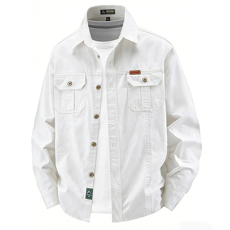 Herren  leichte Overshirt-Jacke mit Klappbrusttaschen und klassischem Hemdkragen Drune