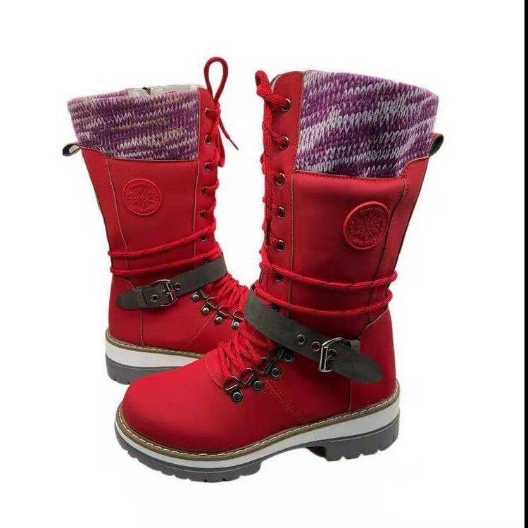 Damen robuste Winterstiefel mit hochschließendem Design und modischen Akzenten Drune