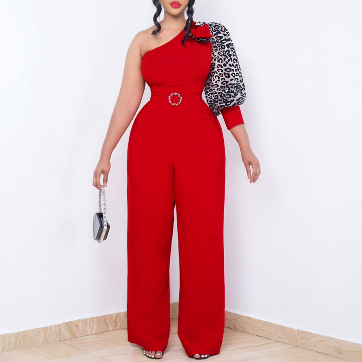 Damen Jumpsuit mit asymmetrischem Design und eleganten Puffärmeln Drune
