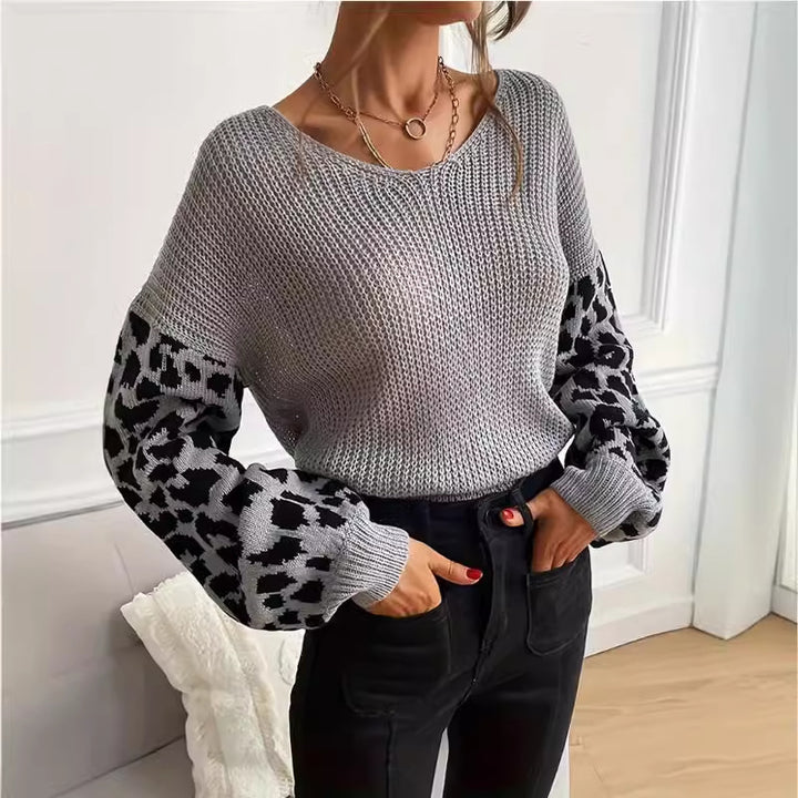 Damen Modernes Strickoberteil mit tierischem Muster und lässigem Schnitt Drune