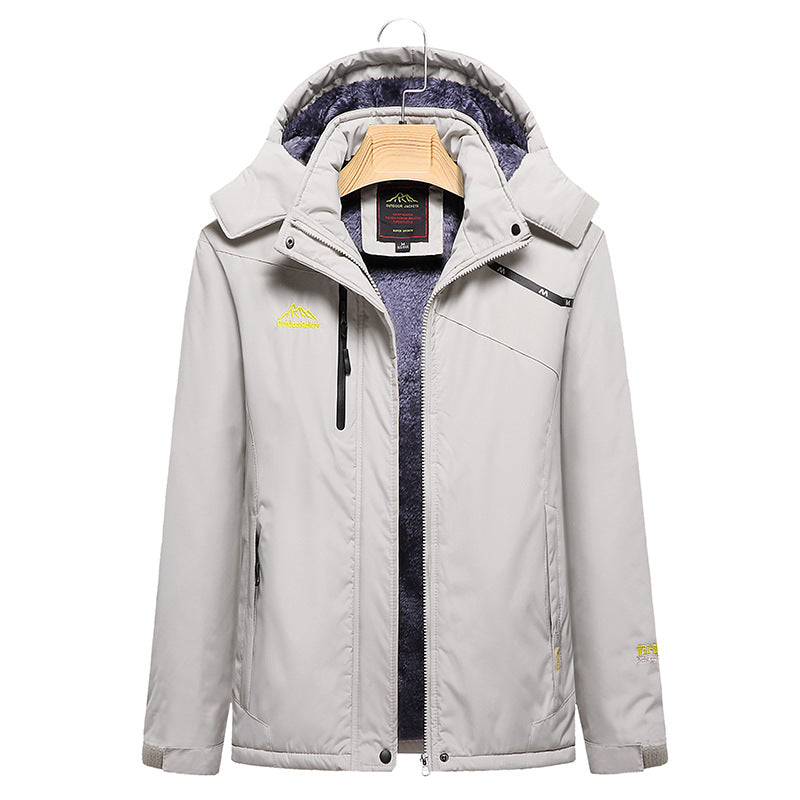 Damen Wattierte Winterjacke mit Fleece‑Innenfutter, abnehmbarer Kapuze und wasserdichter Softshell-Außenlage Drune