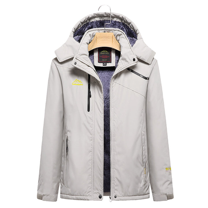 Damen Wattierte Winterjacke mit Fleece‑Innenfutter, abnehmbarer Kapuze und wasserdichter Softshell-Außenlage Drune