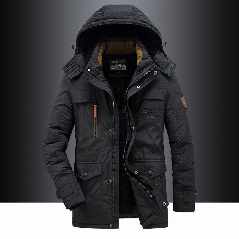 Herren nan gefütterte Parka Jacke mit abnehmbarer Kapuze, kuscheligem Teddyfutter und wasserabweisender Außenhülle Drune