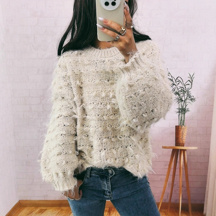 Damen lässiger Oversized-Pullover aus strukturiertem Material mit einzigartigem Design Drune