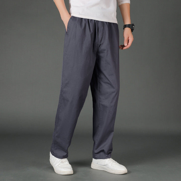 Herren Weite Baumwoll-Chinohose im Relaxed-Fit mit elastischem Komfortbund & verdeckten Eingriffstaschen Drune