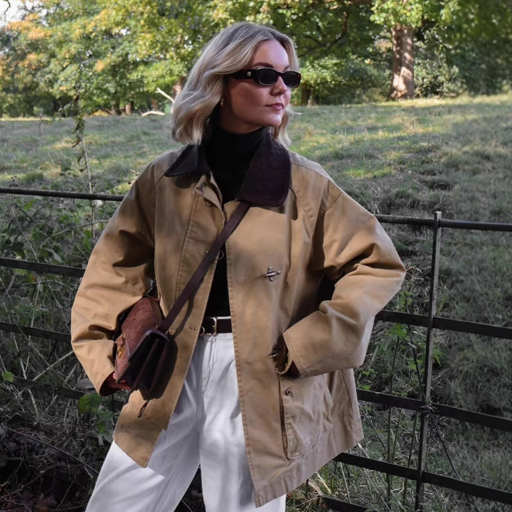 Damen nan kastige Fieldjacke mit Cordkragen, Knebelverschlüssen und großen Pattentaschen Drune