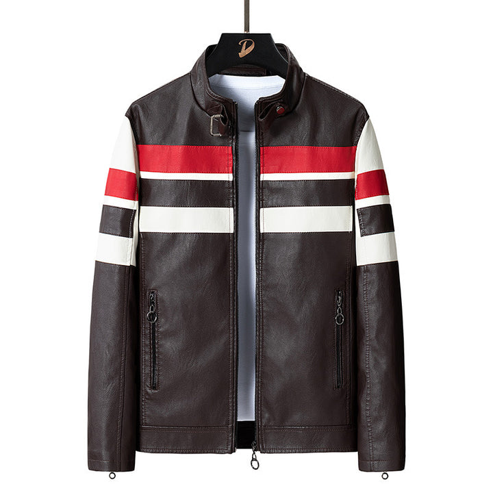 Herren Sportliche Lederjacke im Biker-Stil Drune
