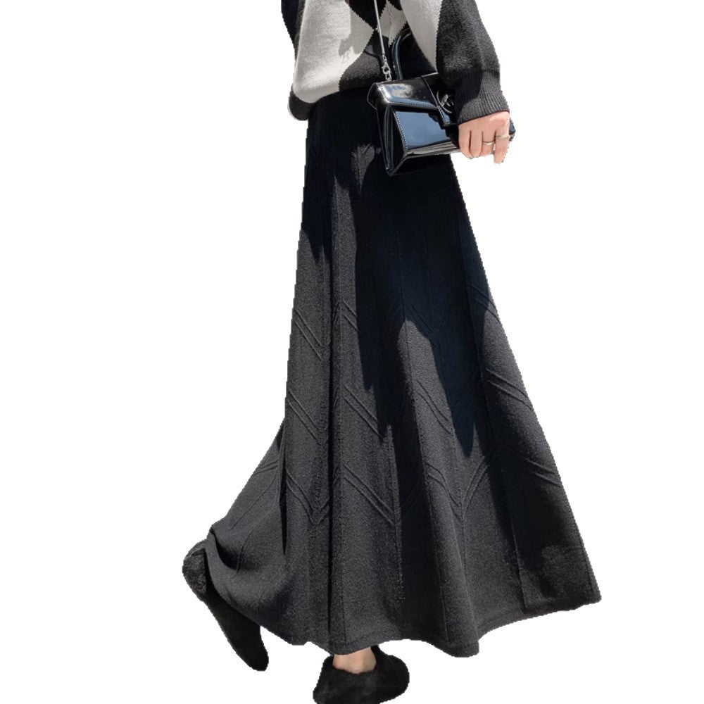 Damen Eleganter Plissee-Midirock aus Strick Drune