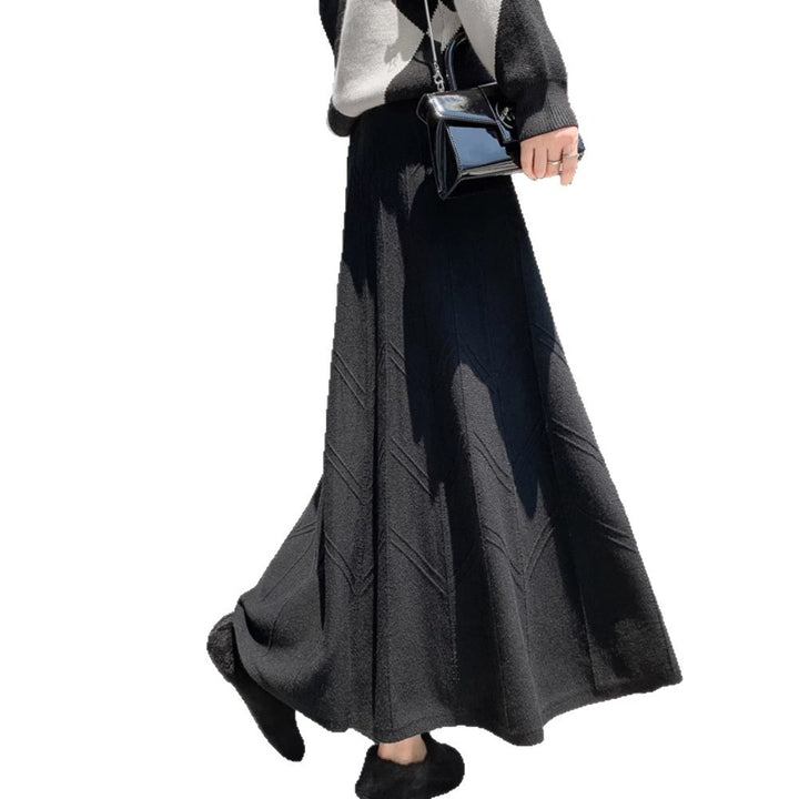 Damen Eleganter Plissee-Midirock aus Strick Drune