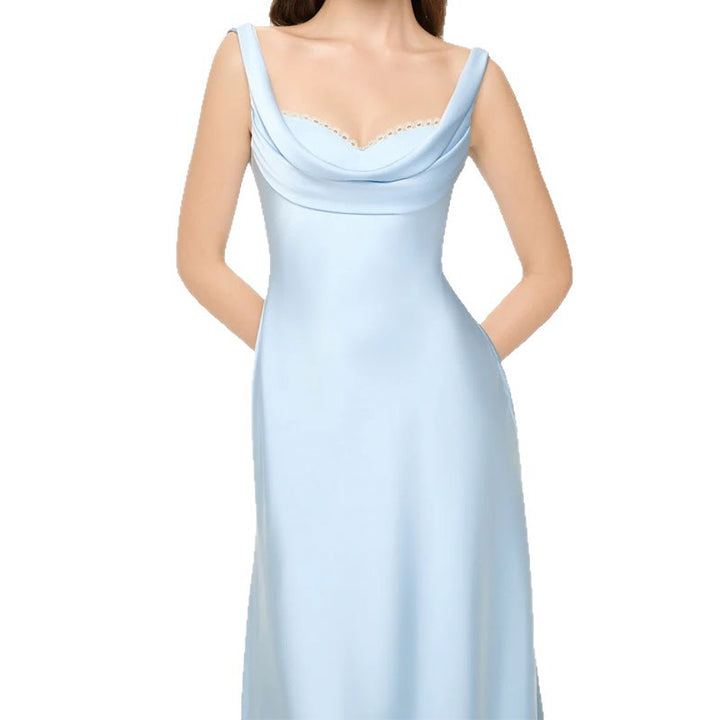 Damen Elegantes Maxikleid mit Cowl-Ausschnitt Drune