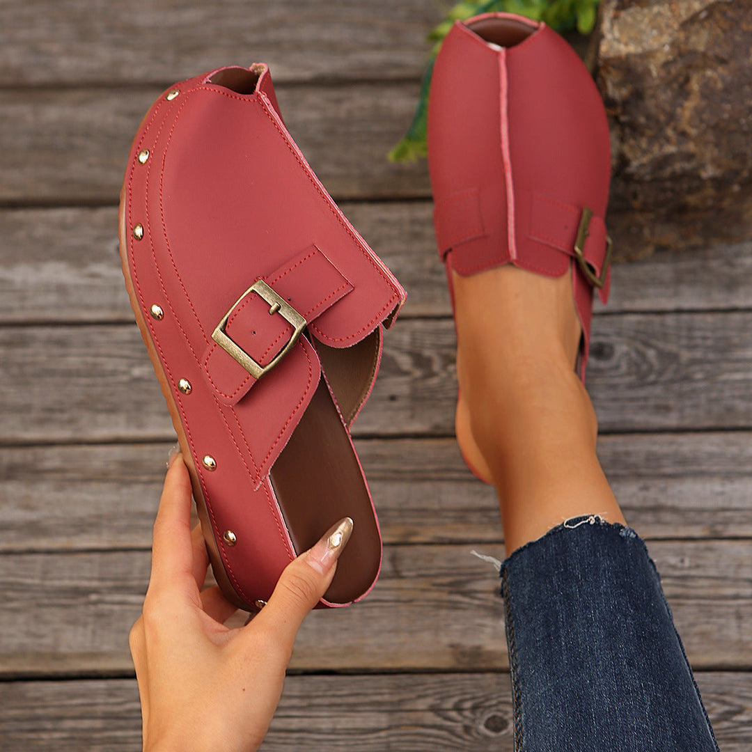 Damen Clogs mit modischem Schnallen-Design und trendiger Metallverzierung Drune