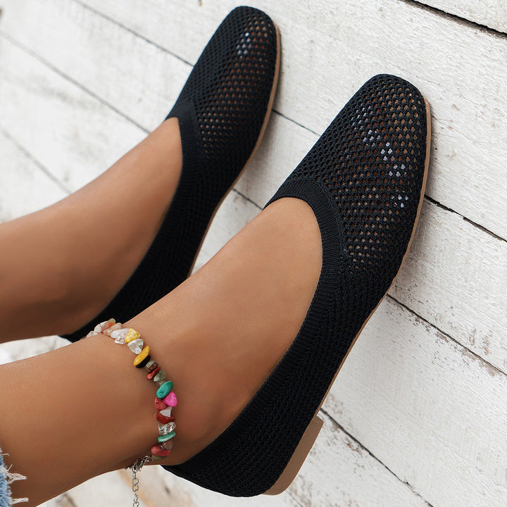 Damen Atmungsaktive Ballerinas mit modernem Lochdesign Drune