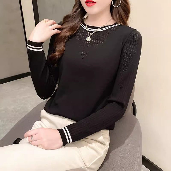 Damen lässiges Longsleeve-Shirt mit modischem Streifenmuster Drune