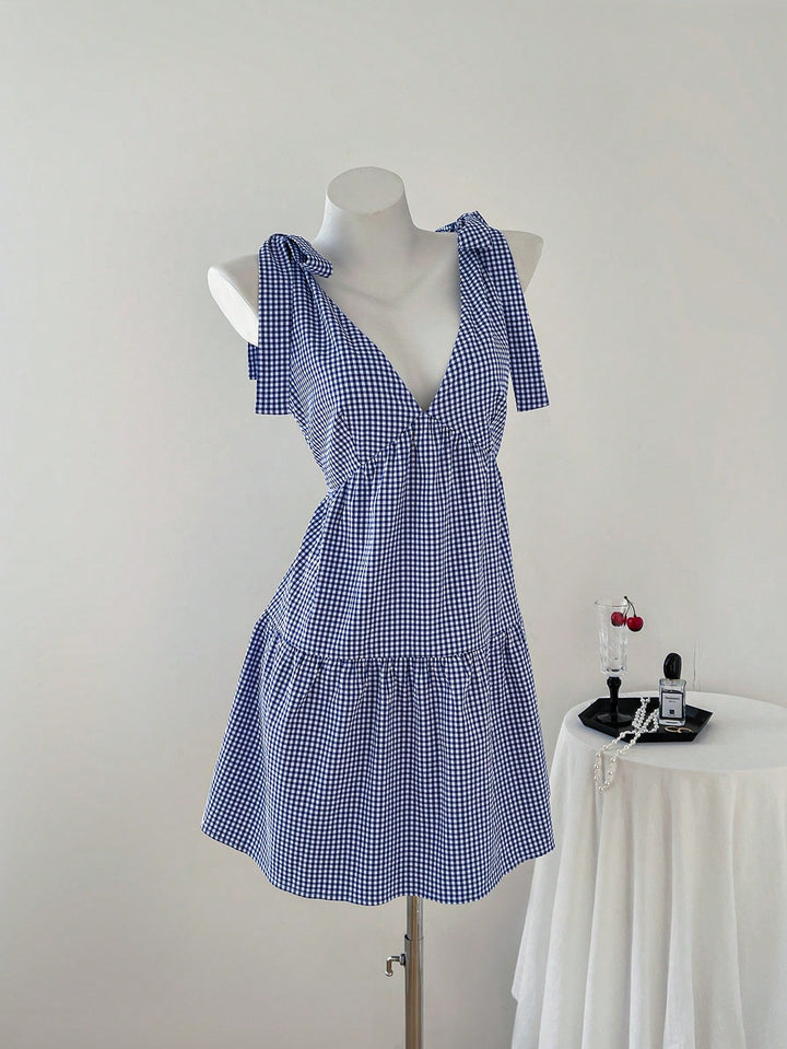 Damen Sommerkleid mit Rüschendetails und verstellbaren Trägern Drune