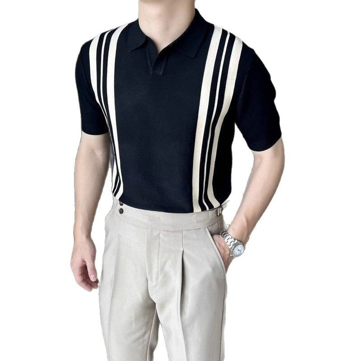 Herren Modisches Polohemd mit Streifen Drune