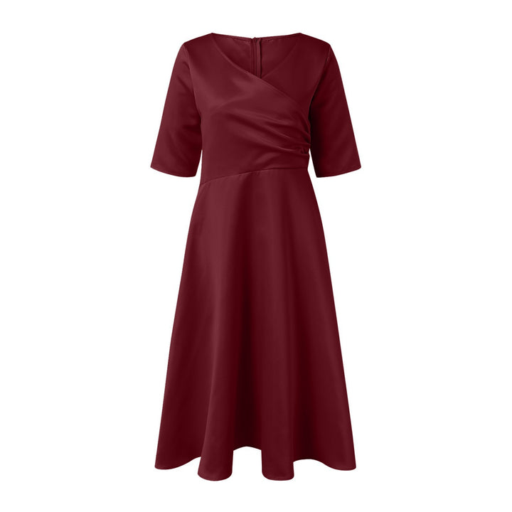 Damen Wickelkleid mit elegantem V-Ausschnitt und schwingendem Saum Drune