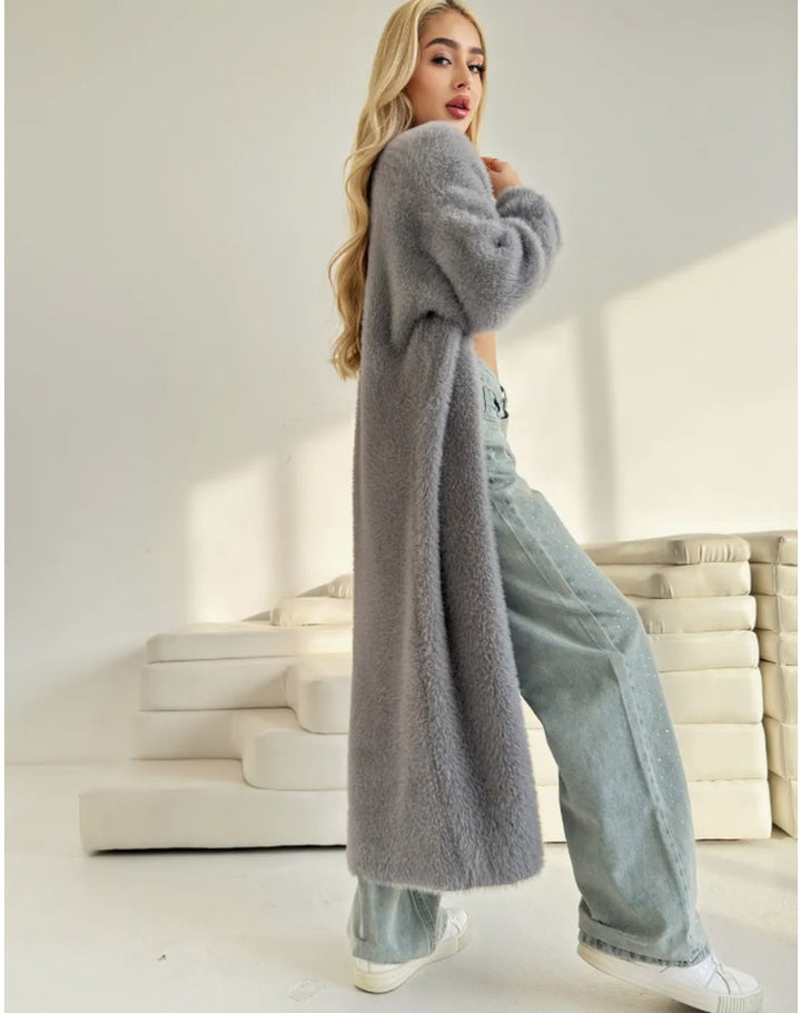 Damen Langer Strickcardigan aus kuscheligem Material mit elegantem Schnitt Drune
