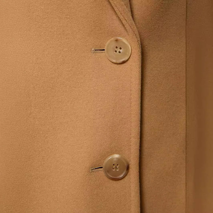 Damen Cape-inspirierter Maxilanger Mantel aus Wollmix mit schmalem Revers Drune