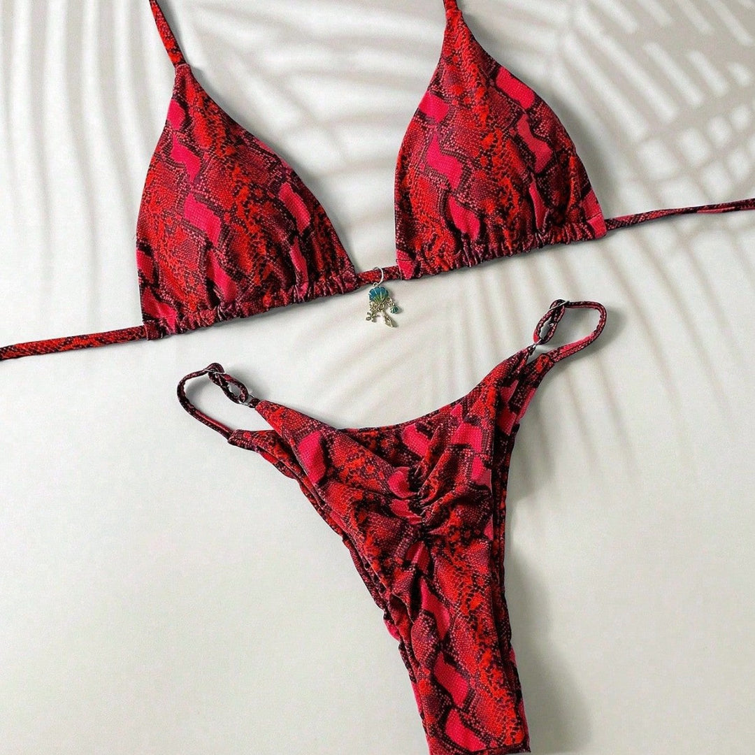 Damen Triangel-Bikini mit Schlangenmotiv Drune