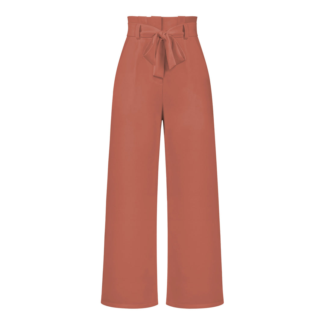 Damen Weit geschnittene Hochbundhose mit Bindegürtel Drune