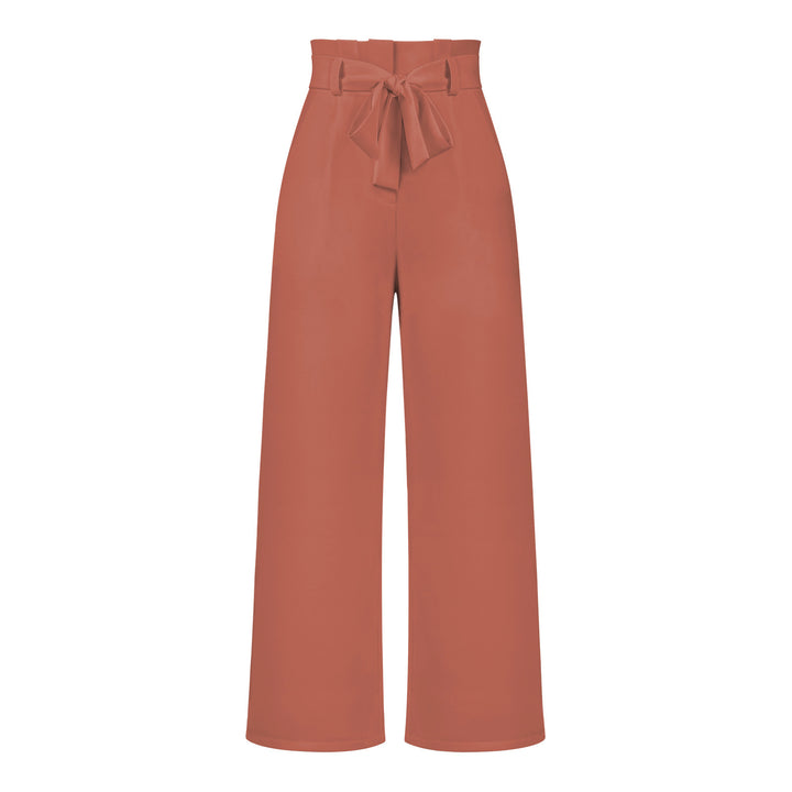 Damen Weit geschnittene Hochbundhose mit Bindegürtel Drune