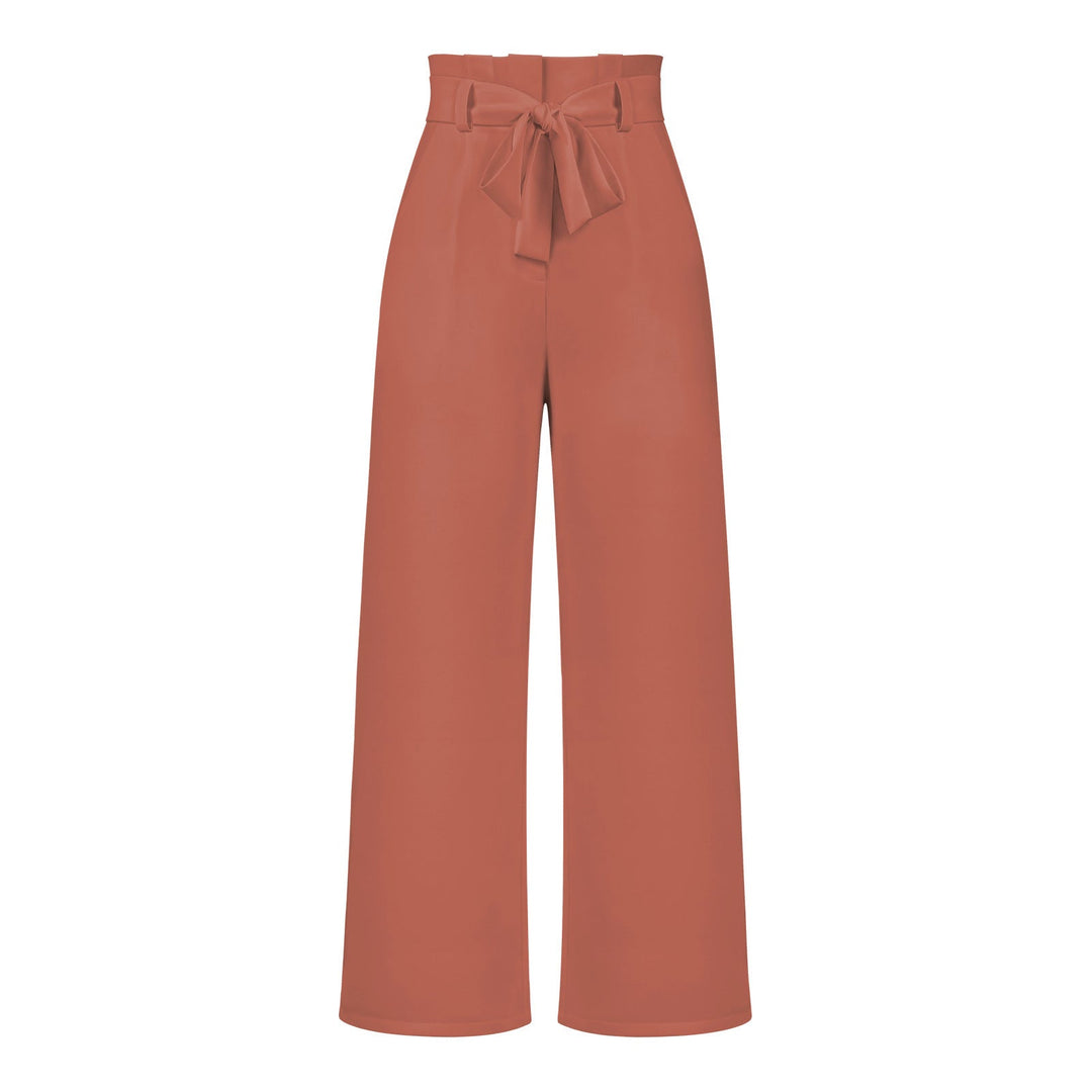 Damen Weit geschnittene Hochbundhose mit Bindegürtel Drune