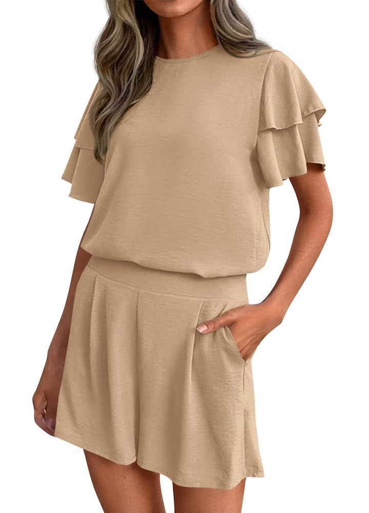 Damen Verspieltes Jumpsuit mit Rüschendetails und seitlichen Taschen Drune