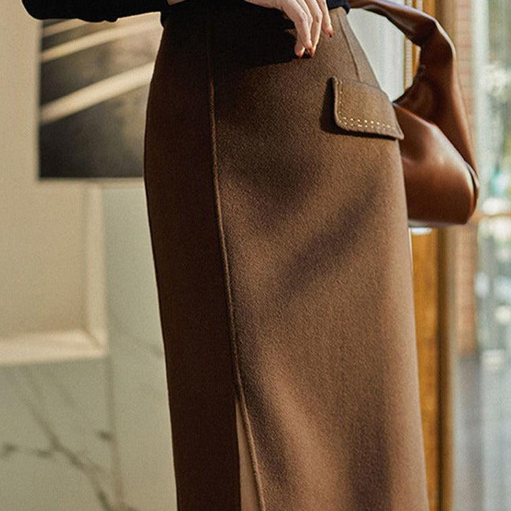 Damen Eleganter Bleistiftrock mit hohem Schlitz und tailliertem Schnitt Drune