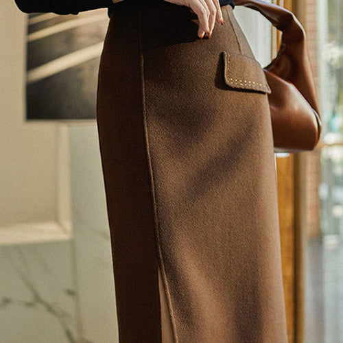 Damen Eleganter Bleistiftrock mit hohem Schlitz und tailliertem Schnitt Drune