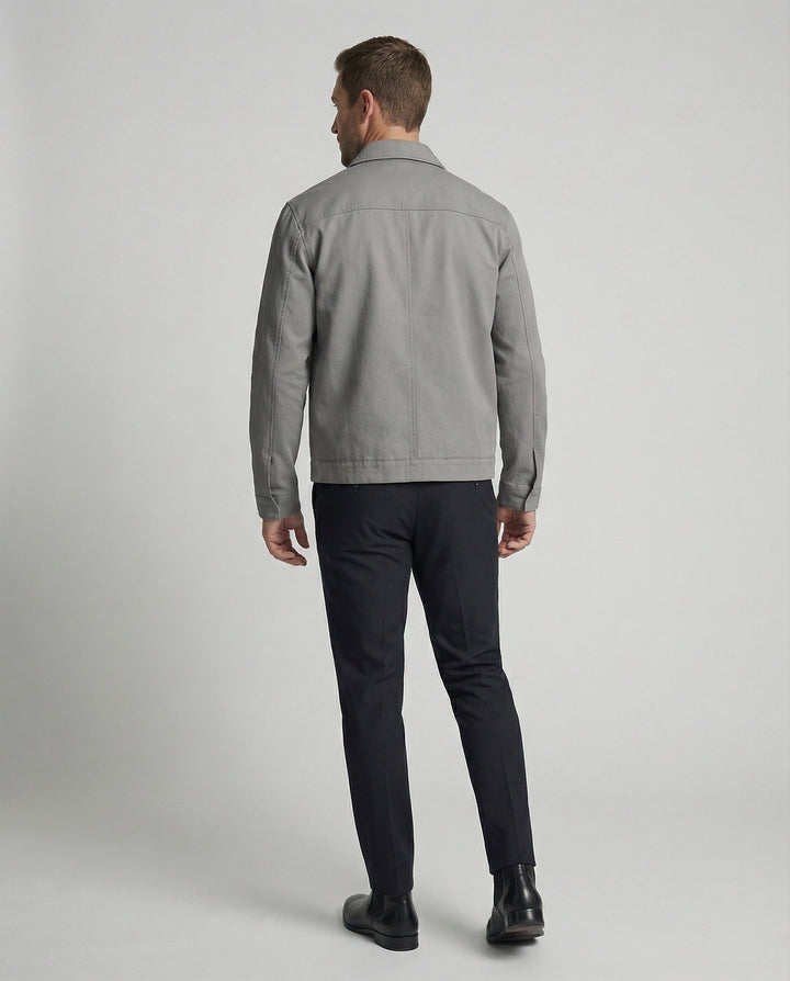 Herren kastige Zip-Jacke mit Hemdkragen und minimalistischen Teilungsnähten Drune