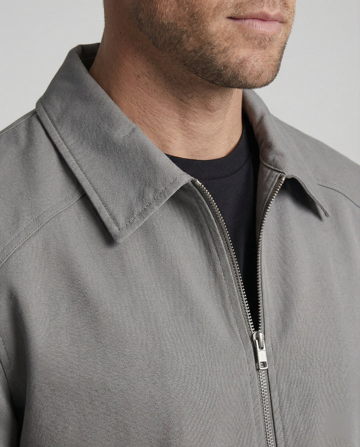 Herren kastige Zip-Jacke mit Hemdkragen und minimalistischen Teilungsnähten Drune