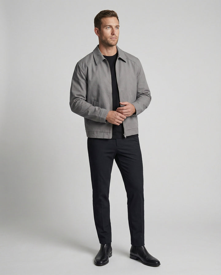 Herren kastige Zip-Jacke mit Hemdkragen und minimalistischen Teilungsnähten Drune