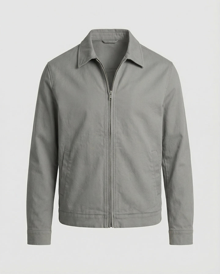 Herren kastige Zip-Jacke mit Hemdkragen und minimalistischen Teilungsnähten Drune