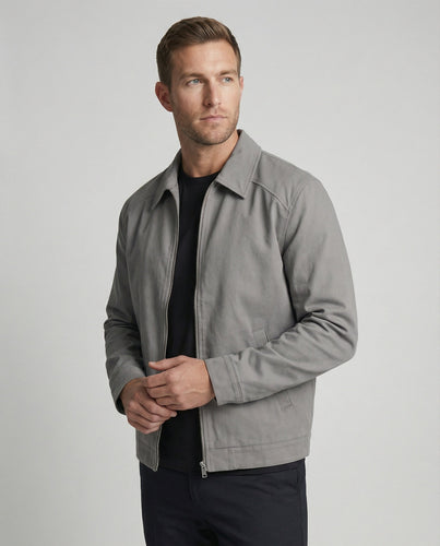 Herren kastige Zip-Jacke mit Hemdkragen und minimalistischen Teilungsnähten Drune