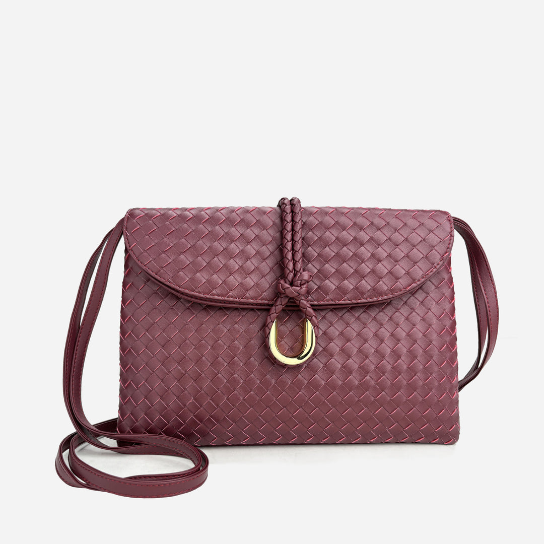 Damen handgewebte Leder-Clutch mit Distinktivverschluss Drune