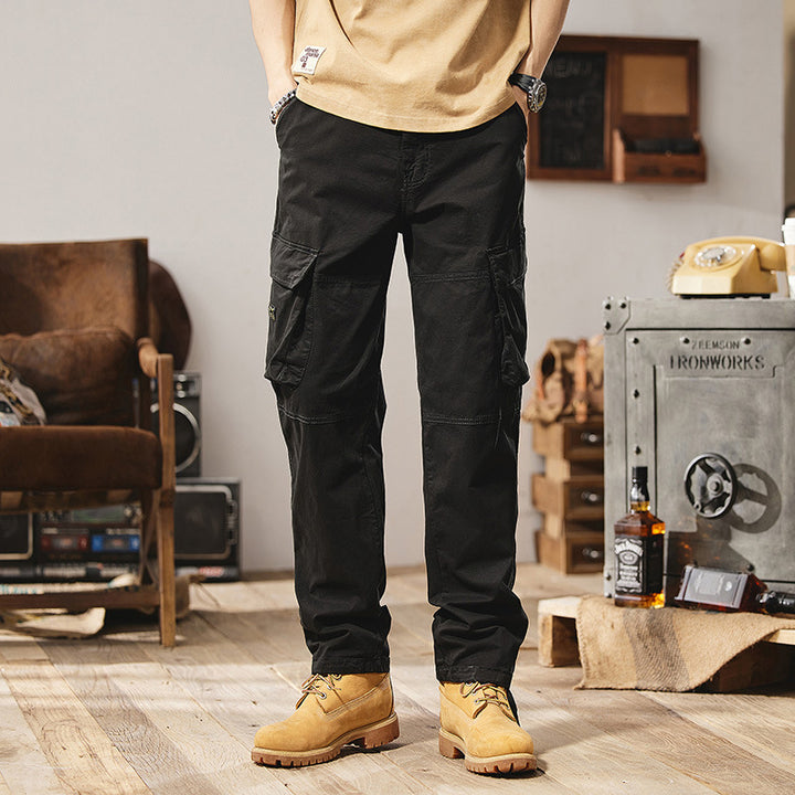 Herren Funktionale Cargo-Arbeitshose mit Kniepasse, Mehrfach‑Klappentaschen und Relaxed‑Straight‑Schnitt Drune